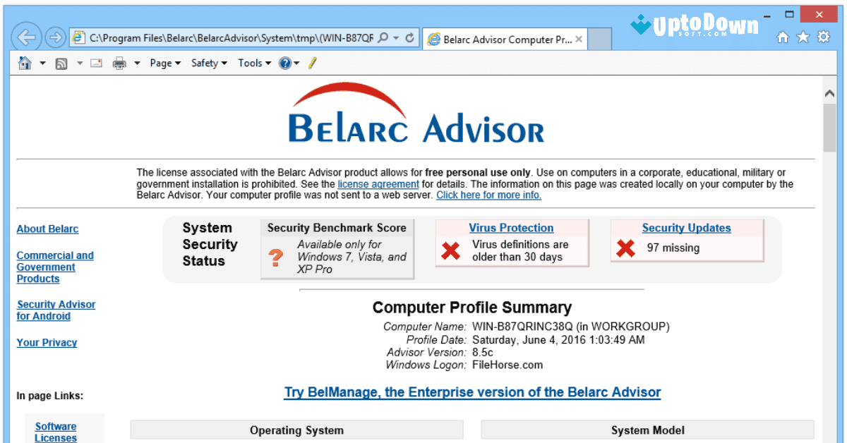 Belarc Advisor Download (2025 Latest) screenshot 1