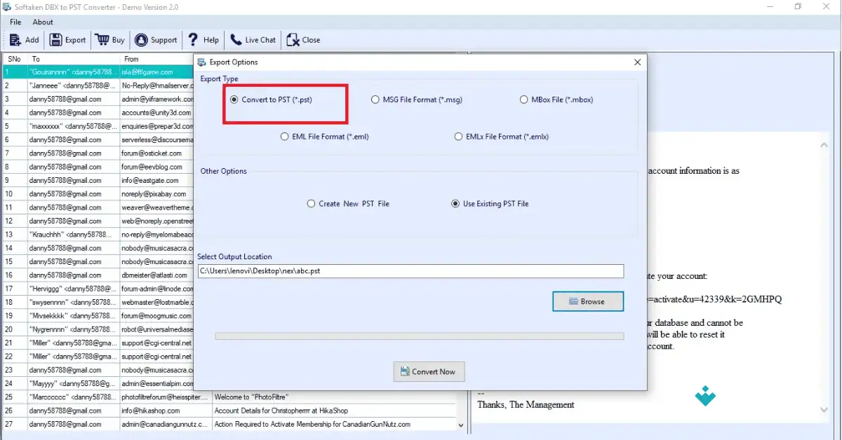 DBX to PST Converter Download Uptodown screenshot 3
